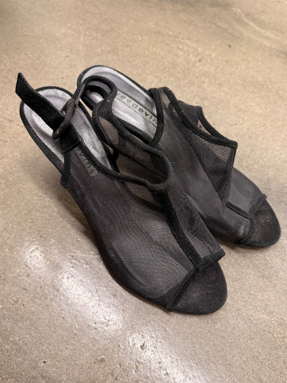 Worn Once Reed Evins Black Mesh Heels